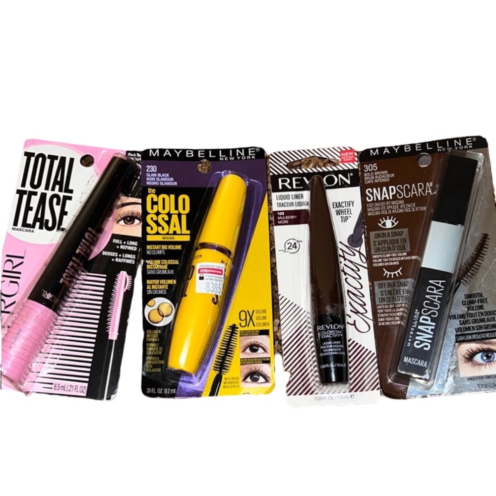 Lot Revlon Covergirl Maybelline Colossal and Snapscara Mascara 4 pc